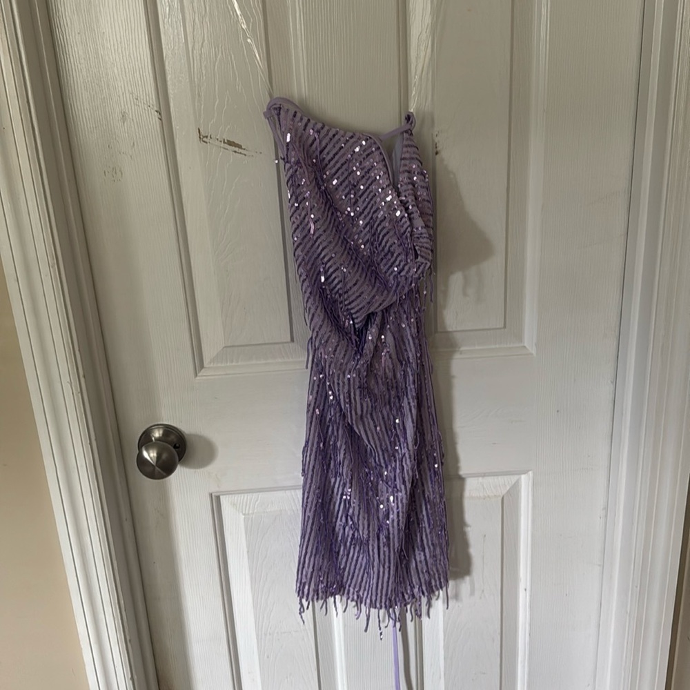 NWT Bebe size small purple flapper style dress